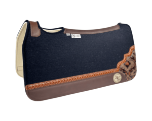 Tradition *HP* Pad – 30x30x3/4″ Fusion Felt – Licorice Shadow Corner w/strip #23/30  – Brown wear leather