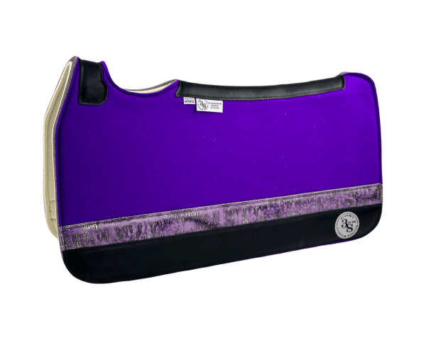 Tradition *HP* Pad – 30x30x3/4″ Fusion Felt – Color Pop Purple – Accent Strip #12 – Black wear leather