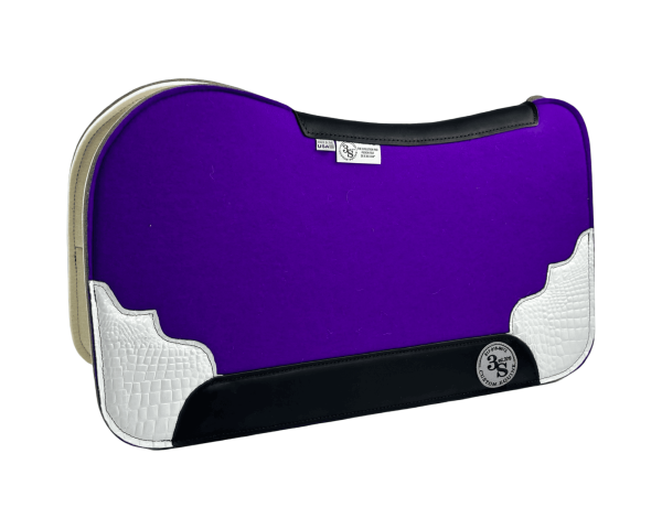 Evolution Pad – 28x30x3/4″ Fusion Felt – Color Pop Purple – Accent Corners #41 – Black wear leather