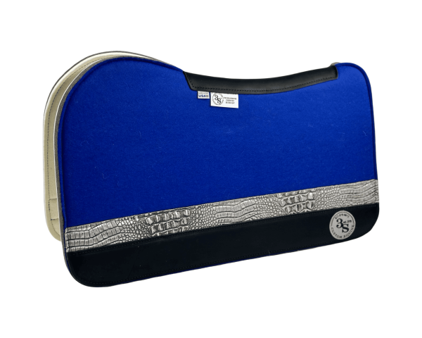 Evolution Pad – 28x30x3/4″ Fusion Felt – Color Pop Cobalt Blue – Accent Strip #15 – Black wear leather