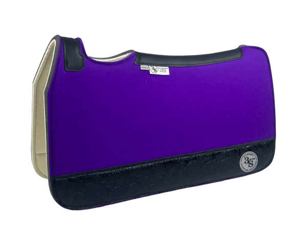 Tradition *HP* Pad – 28x30x3/4″ Fusion Felt – Color Pop Purple – 4" Full Wear #4 – Black wear leather
