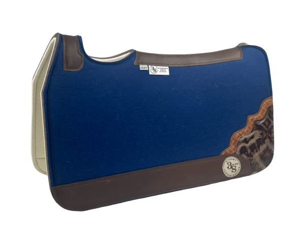 Tradition *HP* Pad – 28x30x3/4″ Fusion Felt – Color Pop Midnight Blue – Shadow Corners 23/30 – Brown wear leather