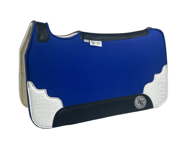 Tradition *HP* Pad – 28x30x3/4″ Fusion Felt – Color Pop Cobalt Blue – Accent Corners #41 – Black wear leather