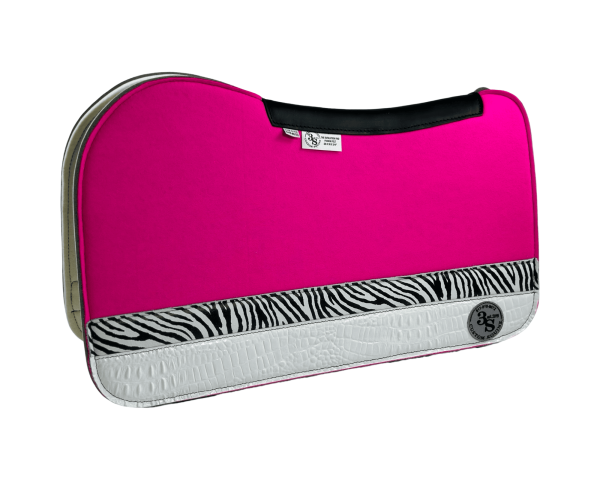 Evolution Pad – 28x30x3/4″ Fusion Felt – Color Pop Hot Pink – Strip Duo 42/41 – Black spine leather