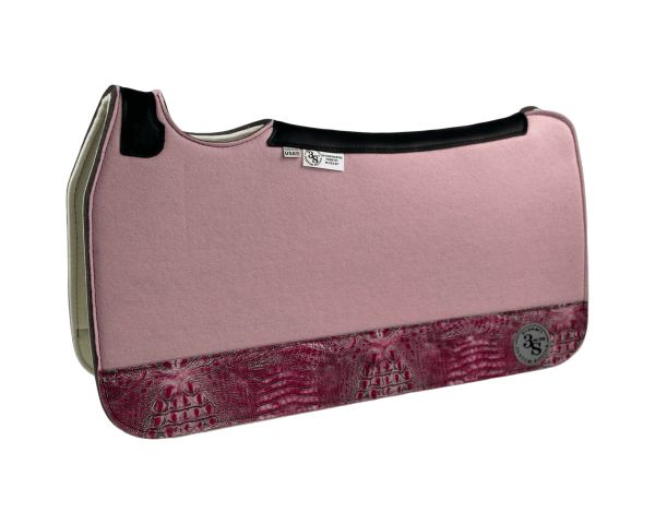 Tradition *HP* Pad – 30x30x3/4″ Fusion Felt – Color Pop Light Pink  – 4" Full Wear #17 – Black spine leather
