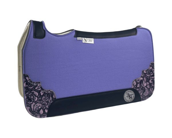Tradition *HP* Pad – 28x30x3/4″ Fusion Felt – Color Pop Lavender – Accent Corners #38 – Black wear leather