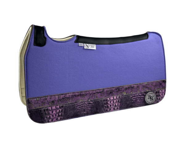 Tradition *HP* Pad – 30x30x3/4″ Fusion Felt – Color Pop Lavender – Strip Duo 12/47 – Black spine leather