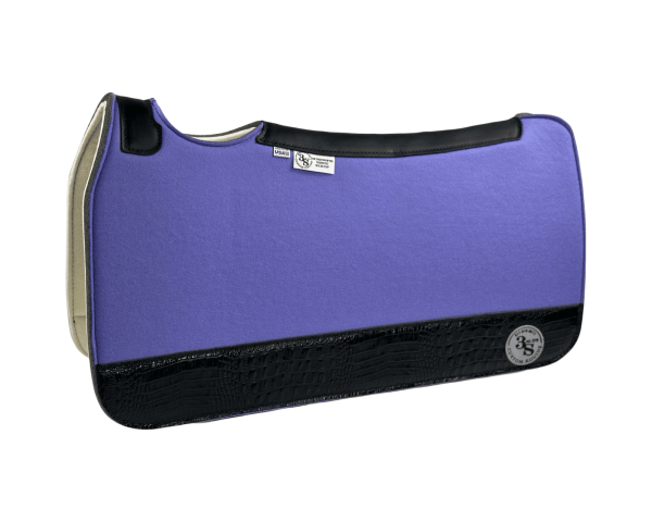 Tradition *HP* Pad – 30x30x3/4″ Fusion Felt – Color Pop Lavender – 4" Full Wear #33 – Black spine leather