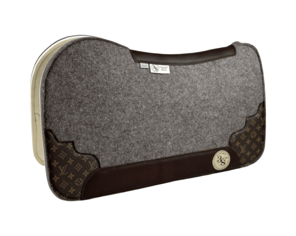 Evolution Pad – 28x30x3/4″ Fusion Felt – Steel OG Brown Accent Corners - Brown wear leather