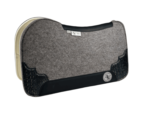 Evolution Pad – 28x30x3/4″ Fusion Felt – Steel BLACK Accent Corners - Black wear leather