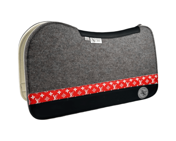 Evolution Pad – 28x30x3/4″ Fusion Felt – Steel RED Accent Strip - Black wear leather