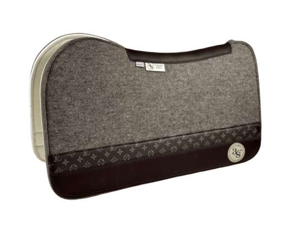 Evolution Pad – 28x30x3/4″ Fusion Felt – Steel OG Brown Accent Strip - Brown wear leather