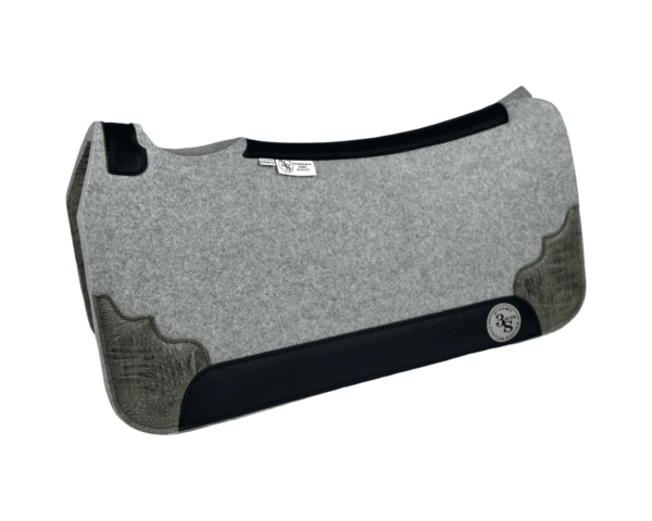 Tradition *HP* Pad – 32x30x3/4″ Element Wool – Dove #15 Accent Corners - Black wear leather - LONGER size