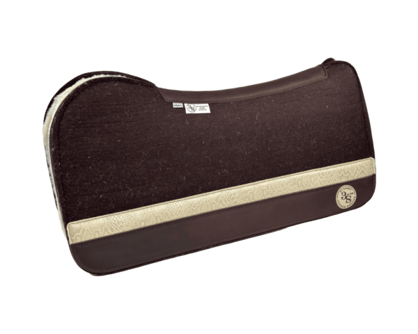 Evolution Pad – 32x30x3/4″ Element Wool – Chocolate - Cream Python Accent Strip  + wool fleece Brown wear leather – LONGER size