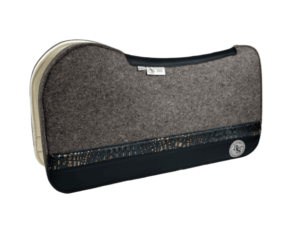 Evolution Pad – 30x30x7/8″ Fusion Felt  – Steel - #28 Accent Strip -  Black wear leather