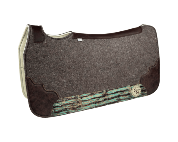 Tradition *HP* Pad – 30x30x1/2″ Fusion Felt - Steel - Corner Duo #8/21 - Brown spine leather