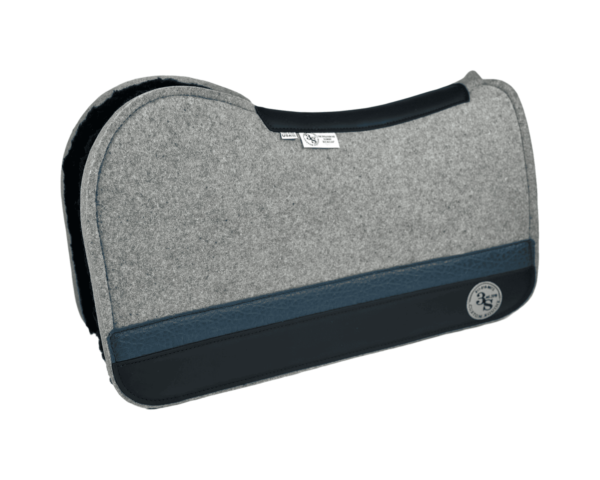 Evolution Pad – 28x30x3/4″ Element Wool - Dove - Blue Elephant Accent strip + Balck Wool Fleece - Black wear leather