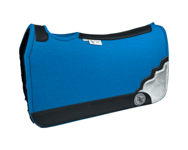 Tradition *HP* Pad – 28x30x3/4″ Element Wool - Malibu - Shadow Corner #A8/44 + Black Wool Fleece - Black wear leather