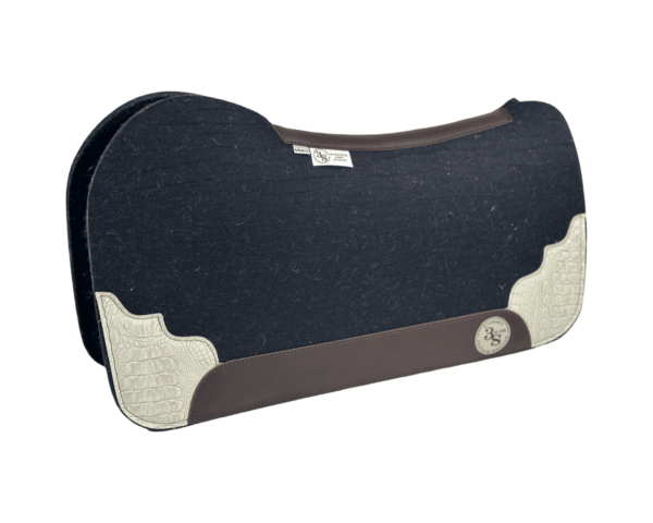 Evolution Pad – 30x30x3/4″ Element Wool - Licorice - #34 Accent Corners - Brown wear leather