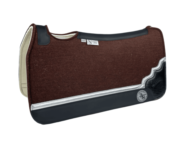 Tradition *HP* Pad – 30x30x3/4″ Fusion Felt – Chocolate - Shadow Corner w/strip #44/33 - Black wear leather