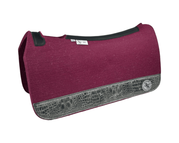 Tradition Pad – 30x30x3/4″ Element Wool - Merlot - 4" Full Wear #15 - Black spine leather