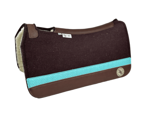 Tradition Pad – 30x30x3/4″ Element Wool - Chocolate - #22 Accent Strip + Wool Fleece - Brown wear leather