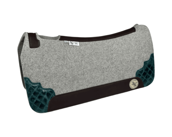 Tradition Pad – 32x30x3/4″ Element Wool – Dove Quilted Jade Accent Corners - Brown wear leather - LONGER size