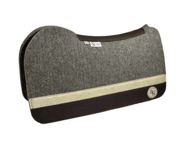 Evolution Pad – 30x30x3/4″ Compound Wool – Steel - Champagne Python Accent Strip - Brown Wear leather