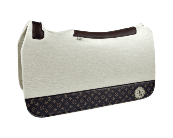 Tradition *HP* Pad – 28x30x3/4″ Absolute Wool – Cloud OG brown 4" Full Wear  - Brown spine leather