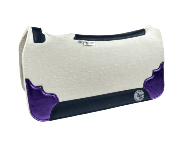 Tradition *HP* Pad – 30x30x3/4″ Absolute Wool – Cloud #48 Accent Corners – Black wear leather