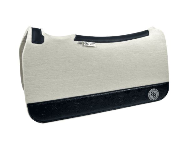 Tradition *HP* Pad – 30x30x3/4″ Absolute Wool – Cloud #4 4" Full Wear – Black Spine leather