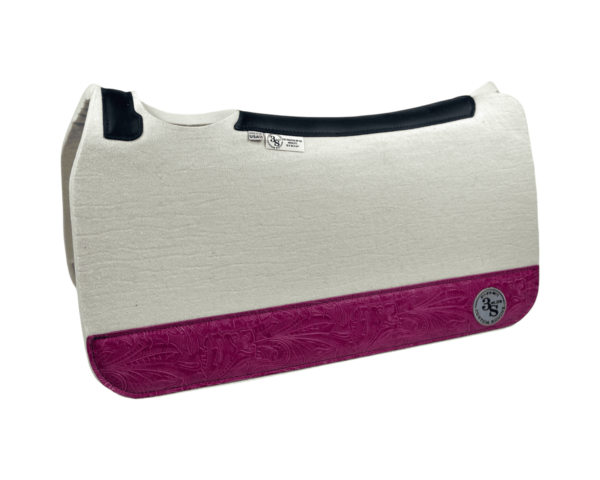 Tradition *HP* Pad – 30x30x3/4″ Absolute Wool – Cloud #37 4" Full Wear – Black Spine leather