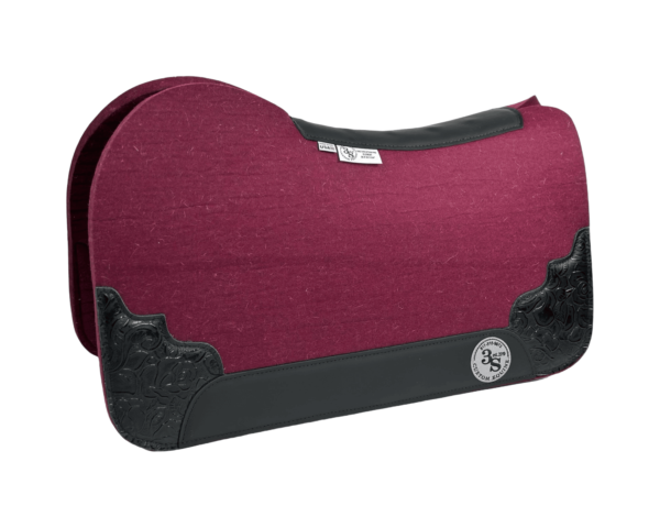 Evolution Pad – 28x30x3/4” Element Wool – Merlot #4 Accent Corners – Black wear leather