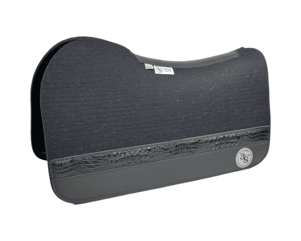 Evolution Pad – 28x30x1/2” Next 2 Nothing Wool – Licorice - #33 Accent Strip – Black wear leather