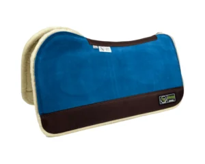 The Connection Pad - Evolution 30x30x1/2” + Thinpact Shim - Blue Grey Velvet Suede - Brown wear leather - 100% wool fleece