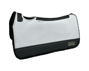 The Connection Pad -Tradition *HP* 30x30x1/2” + Thinpact Shim - White Velvet Suede - Black wear leather - 100% wool fleece