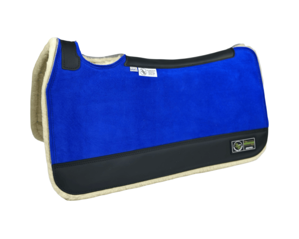 The Connection Pad -Tradition *HP* 30x30x1/2” + Thinpact Shim - Royal Blue Velvet Suede - Black wear leather - 100% wool fleece