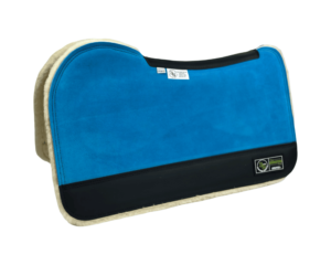 The Connection Pad – Evolution 28x30x1/2” + Thinpact Shim – Turquoise Velvet Suede – Black wear leather – 100% wool fleece