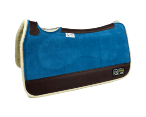 The Connection Pad -Tradition *HP* 30x30x1/2” + Thinpact Shim - Blue Grey Velvet Suede - Brown wear leather - 100% wool fleece