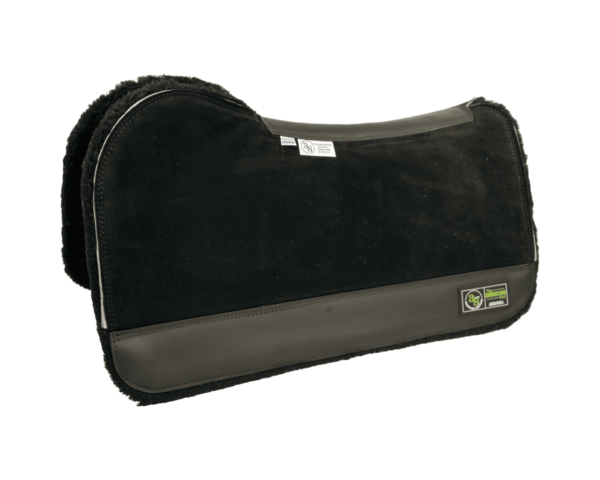 The Connection Pad - Evolution 30x30x1/2” + Thinpact Shim - Black Velvet Suede - Black wear leather - 100% wool fleece