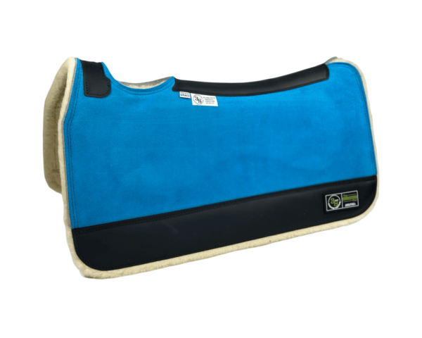The Connection Pad -Tradition *HP* 30x30x1/2” + Thinpact Shim - Turquoise Velvet Suede - Black wear leather - 100% wool fleece