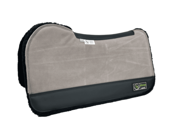 The Connection Pad - Evolution 30x30x1/2” + Thinpact Shim - Grey Velvet Suede - Black wear leather - 100% wool fleece