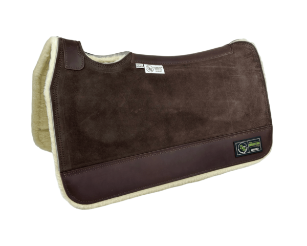 The Connection Pad -Tradition *HP* 28x30x1/2” + Thinpact Shim - Chocolate Velvet Suede - Brown wear leather - 100% wool fleece