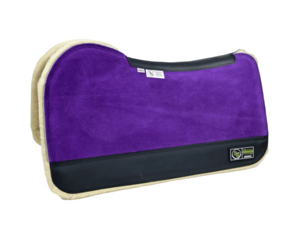 The Connection Pad - Evolution 30x30x1/2” + Thinpact Shim - Purple Velvet Suede - Black wear leather - 100% wool fleece