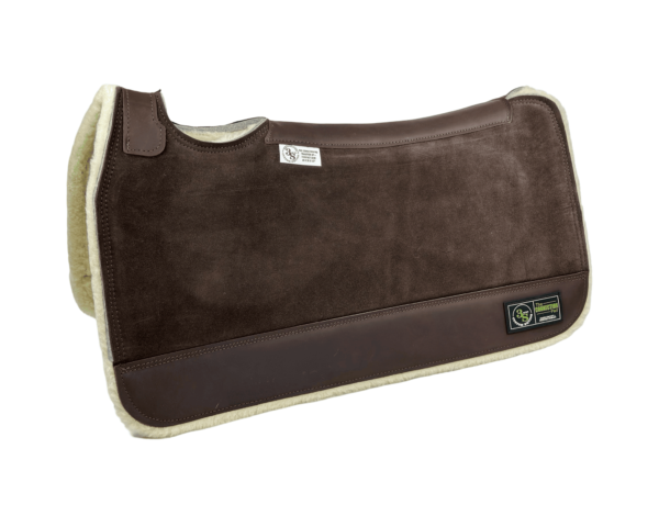 The Connection Pad -Tradition *HP* 30x30x1/2” + Thinpact Shim - Chocolate Velvet Suede - Brown wear leather - 100% wool fleece