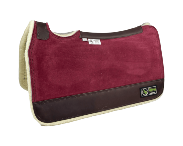 The Connection Pad -Tradition *HP* 28x30x1/2” + Thinpact Shim - Burgundy Velvet Suede - Brown wear leather - 100% wool fleece
