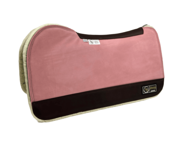 The Connection Pad - Evolution 30x30x1/2” + Thinpact Shim - Pink Velvet Suede - Brown wear leather - 100% wool fleece