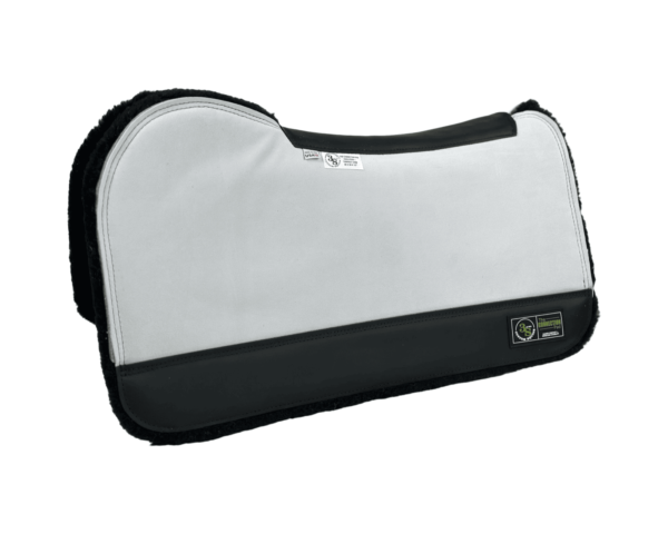 The Connection Pad - Evolution 30x30x1/2” + Thinpact Shim - White Velvet Suede - Black wear leather - 100% wool fleece