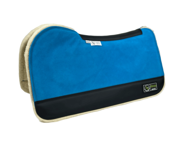 The Connection Pad - Evolution 30x30x1/2” + Thinpact Shim - Turquoise Velvet Suede - Black wear leather - 100% wool fleece