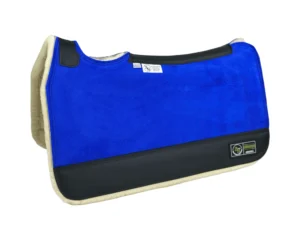 The Connection Pad -Tradition *HP* 28x30x1/2” + Thinpact Shim - Royal Blue Velvet Suede - Black wear leather - 100% wool fleece (white)